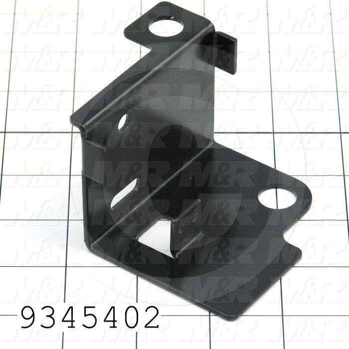 Fabricated Parts, Prox Mtg. Bracket Rear, 3.43 in. Length, 3.15 in. Width, 2.24 in. Height, 14 GA Thickness, Semi-Gloss Black Finish