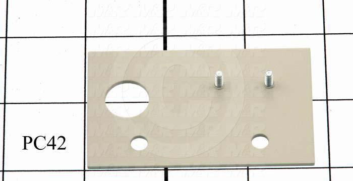 Fabricated Parts, Proximity Switch Mounting Plate, 2.81 in. Length, 1.75 in. Width, 0.063 in. Thickness, Warm Gray #3 Finish