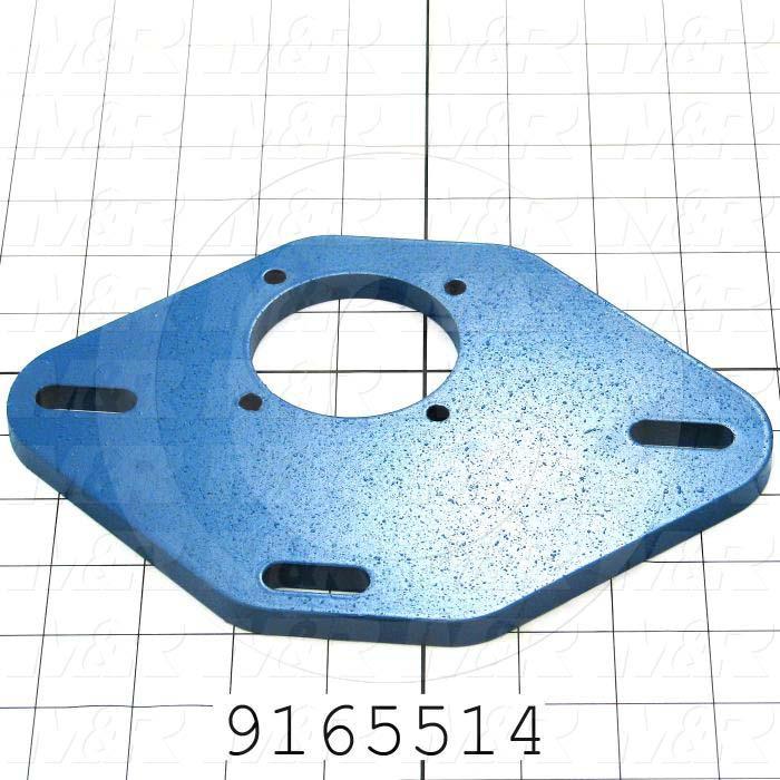 Fabricated Parts, Reducer Mtg. Plate 6"X 8.5", 8.50 in. Length, 6.00 in. Width, 0.375 in. Thickness, Painted Silver Blue Finish