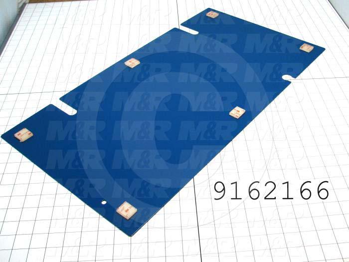 Fabricated Parts, Right Base Cover 26.150"L Sp, 26.06 in. Length, 13.87 in. Width, 0.04 in. Height, 18 GA Thickness, Painted Blue Finish