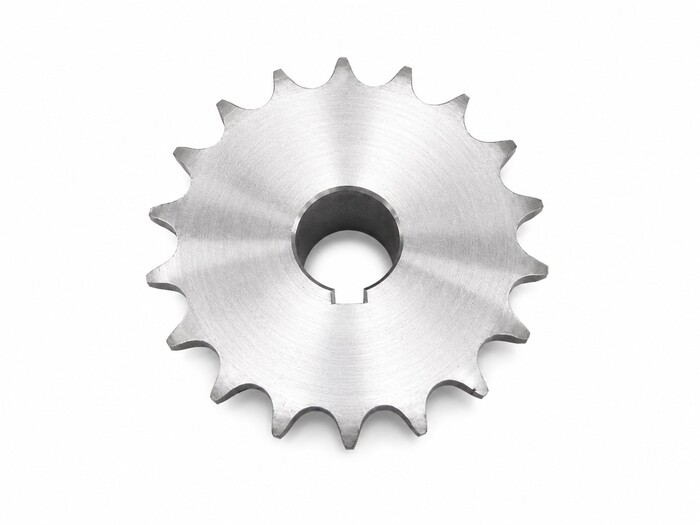 Fabricated Parts, S.S Sprocket 20mm Bore 18t, 3.13 in. Length, 3.13 in. Width, 1.00 in. Height
