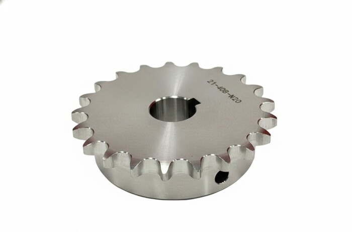 Fabricated Parts, S.S.Sprocket 20mm Bore 21t, 3.60 in. Length, 3.60 in. Width, 0.99 in. Height