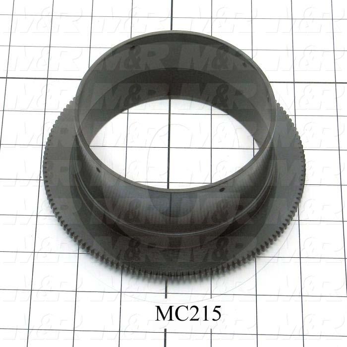 Fabricated Parts, Shutter Support With Gear, 2.50 in. Width, 6.00 in. Diameter, Zinc & Black Chromate Finish