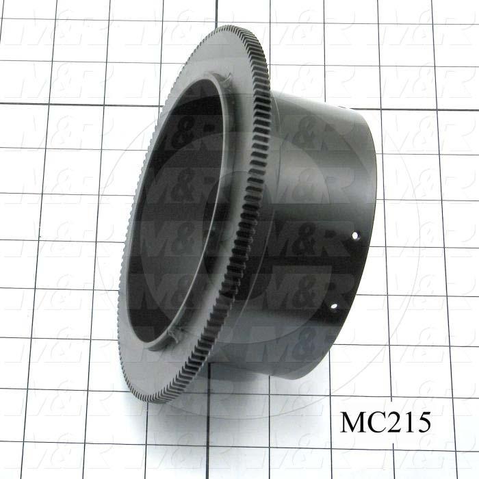 Fabricated Parts, Shutter Support With Gear, 2.50 in. Width, 6.00 in. Diameter, Zinc & Black Chromate Finish