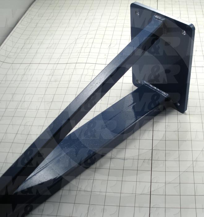 Fabricated Parts, Spider Arm Weldment, 35.37 in. Length, 6.00 in. Width, 8.95 in. Height, Painted Blue Finish