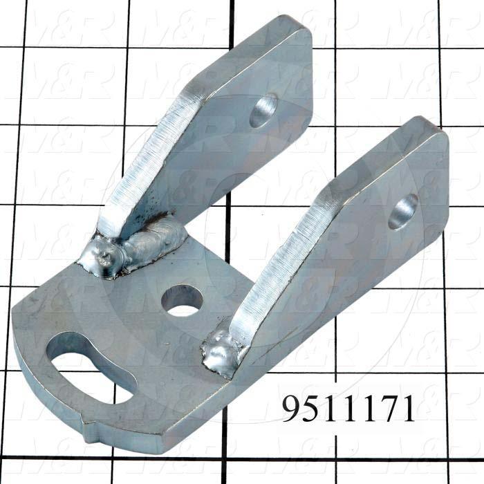 Fabricated Parts, Sq Bar Mtg Brkt R.H. 4.3" In, 4.11 in. Length, 2.12 in. Width, 1.50 in. Height, Zinc Plated Finish