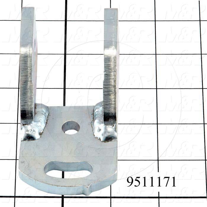 Fabricated Parts, Sq Bar Mtg Brkt R.H. 4.3" In, 4.11 in. Length, 2.12 in. Width, 1.50 in. Height, Zinc Plated Finish
