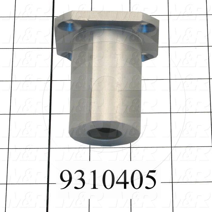 Fabricated Parts, Stroke Adjustment Base, 2.63 in. Length, 2.50 in. Width, 2.50 in. Height, Clear Anodized Finish