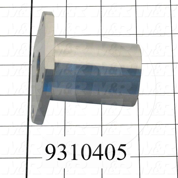 Fabricated Parts, Stroke Adjustment Base, 2.63 in. Length, 2.50 in. Width, 2.50 in. Height, Clear Anodized Finish
