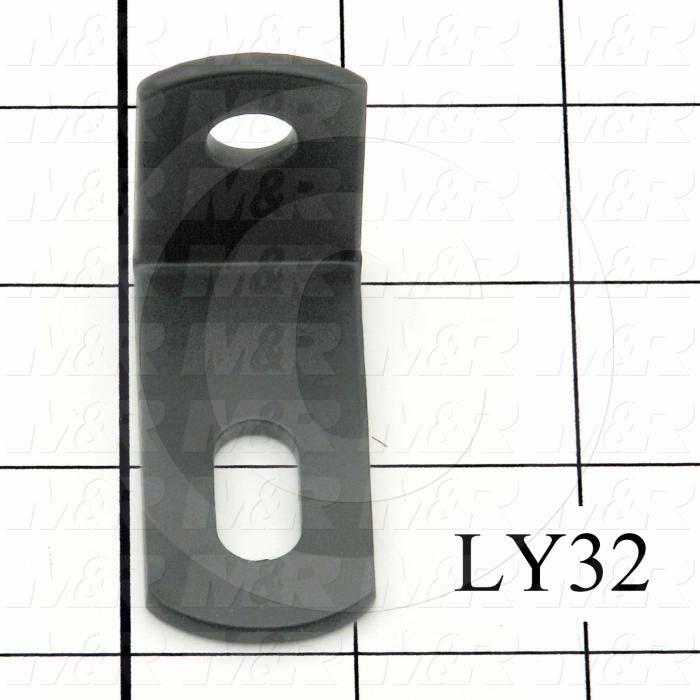 Fabricated Parts, Support Bracket, 2.13 in. Length, 1.00 in. Width, 1.50 in. Height, 11 GA Thickness, Black Powder Coat Finish