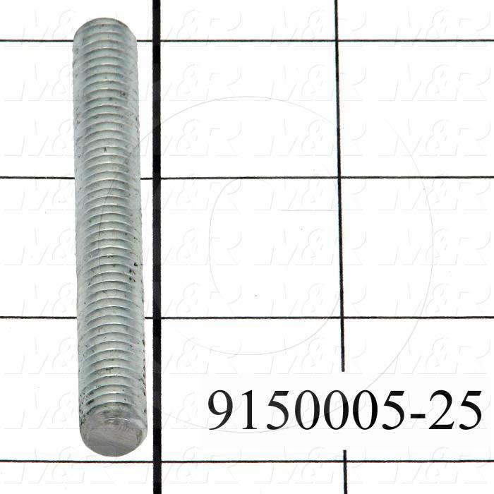 Fabricated Parts, Threaded Rod, 3.00 in. Length, 3/8-16 Thread Size