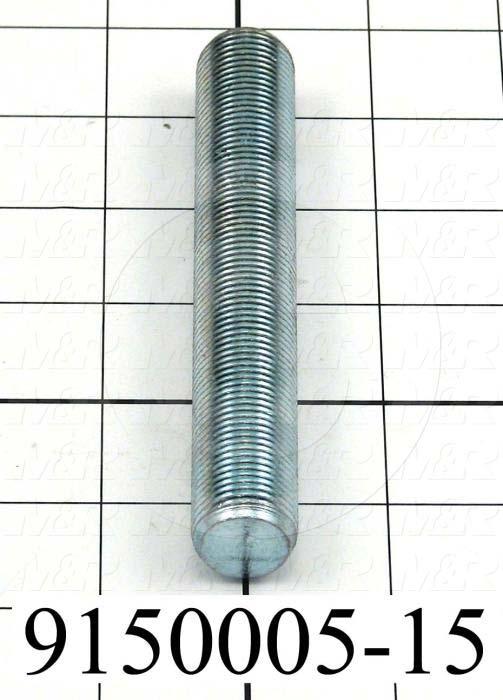 Fabricated Parts, Threaded Rod 3/4-16 X 5 in. Length, 5.00 in. Length, 3/4-16 Thread Size, Zinc Plated Finish