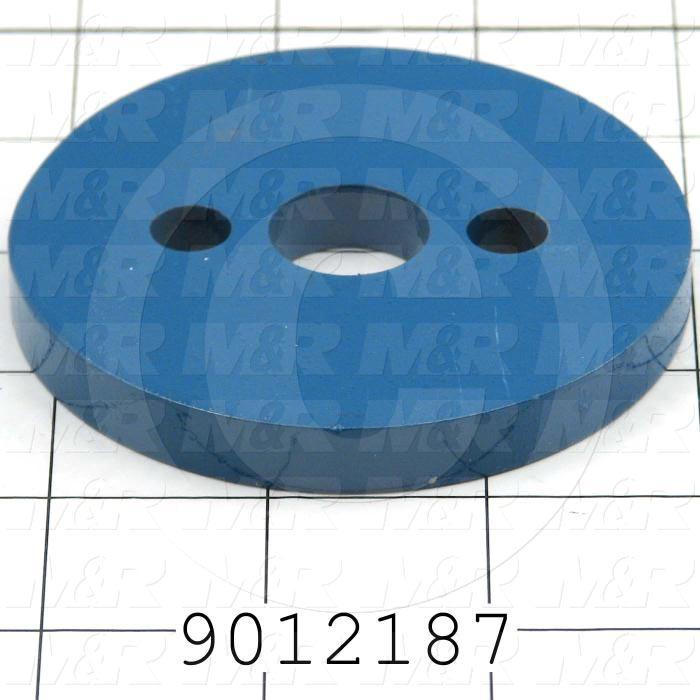 Fabricated Parts, Top Block, 3.25 in. Diameter, 0.375 in. Thickness, Painted Blue Finish