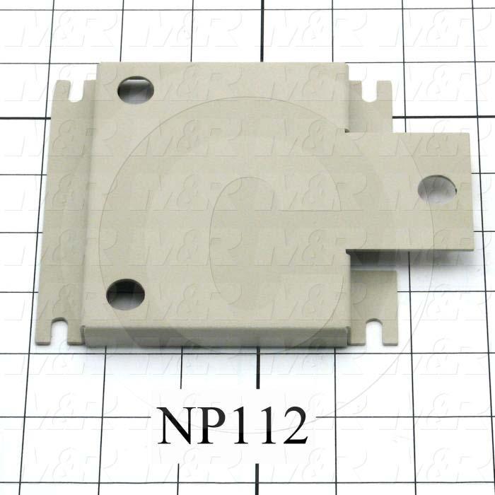 Fabricated Parts, Vacuum Pump Mounting Bracket, 5.75 in. Length, 4.63 in. Width, 0.38 in. Height, Warm Gray #3 Finish