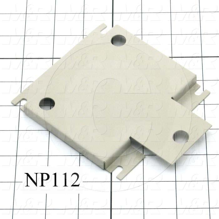 Fabricated Parts, Vacuum Pump Mounting Bracket, 5.75 in. Length, 4.63 in. Width, 0.38 in. Height, Warm Gray #3 Finish