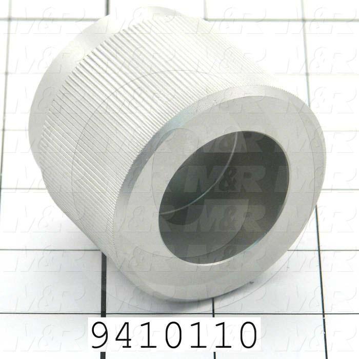 Fabricated Parts, Vacuum Table Micro Registration X-Y Knob, 1.50 in. Length, 2.25 in. Diameter, Clear Anodized Finish