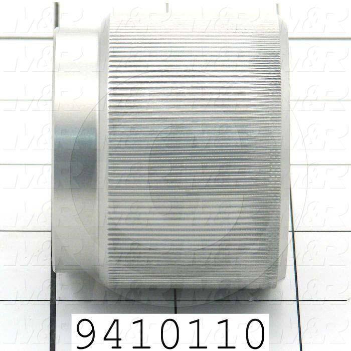 Fabricated Parts, Vacuum Table Micro Registration X-Y Knob, 1.50 in. Length, 2.25 in. Diameter, Clear Anodized Finish
