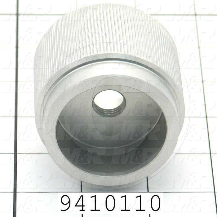 Fabricated Parts, Vacuum Table Micro Registration X-Y Knob, 1.50 in. Length, 2.25 in. Diameter, Clear Anodized Finish