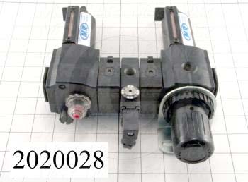 Filter - Regulator - Lubricator, 1/2" NPT Port In, With Gauge, Manual Drain, With Pressure Sensor