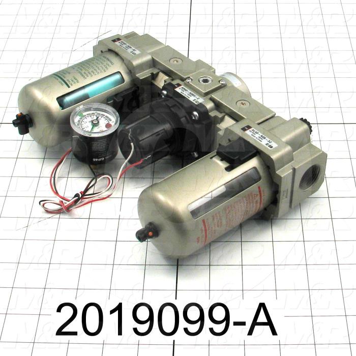 Filter - Regulator - Lubricator, 3/4" NPT Port In, With Gauge And Pressure Sensor Build-In, Manual Drain