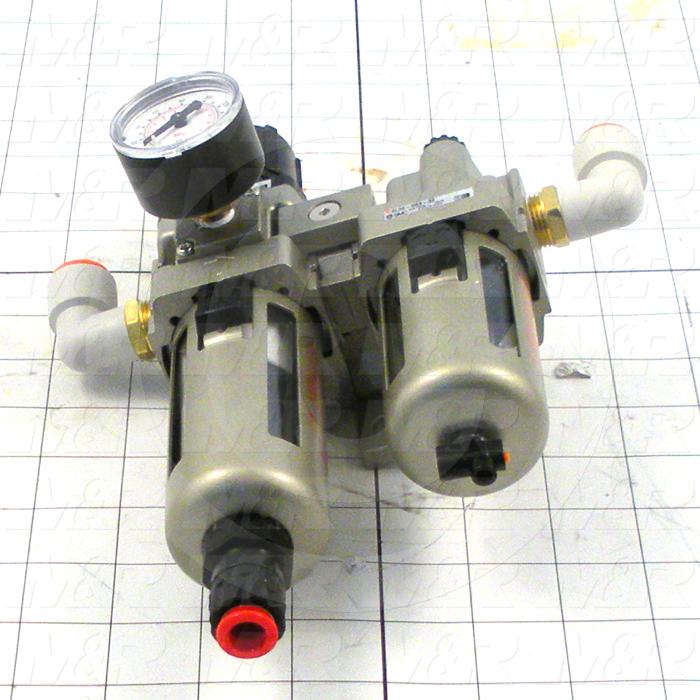 Filter - Regulator - Lubricator, 3/8" NPT Port In, With Gauge And Pressure Sensor Build-In, Automatic Drain