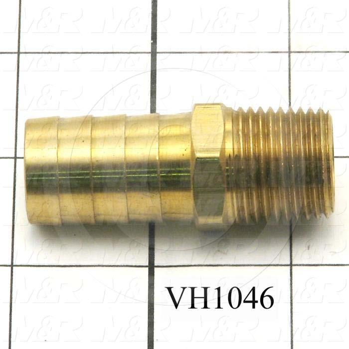 Fitting, 1-1/8"OD Tube OD, Barbed, Male, 3/4"OD Fitting Out