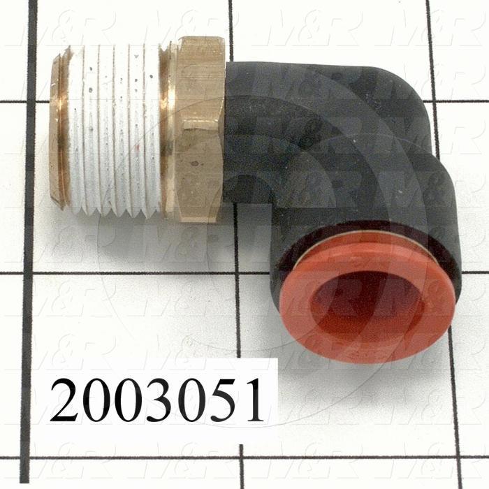 Fitting, 1/2 NPT Port Size, Single Mounting Type, 1/2" Tube OD, Elbow, 90 Degree Elbow Connector, 1/2 NPT Fitting Out