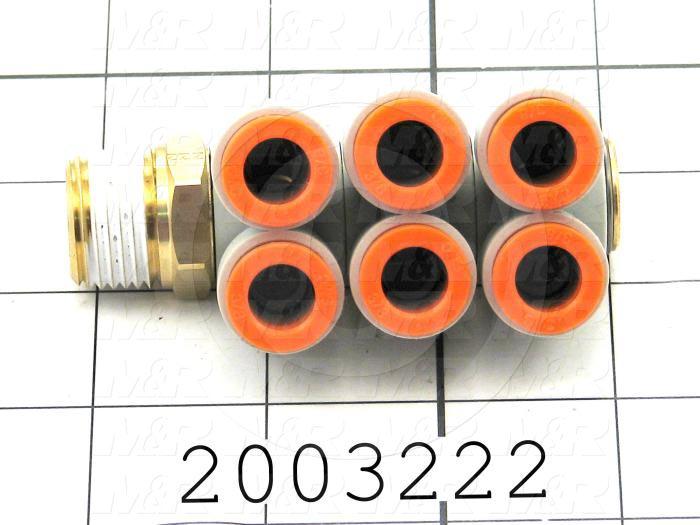 Fitting, 1/2 NPT Port Size, Single Mounting Type, With Seal, 3/8" Tube OD, Triple Universal Elbow