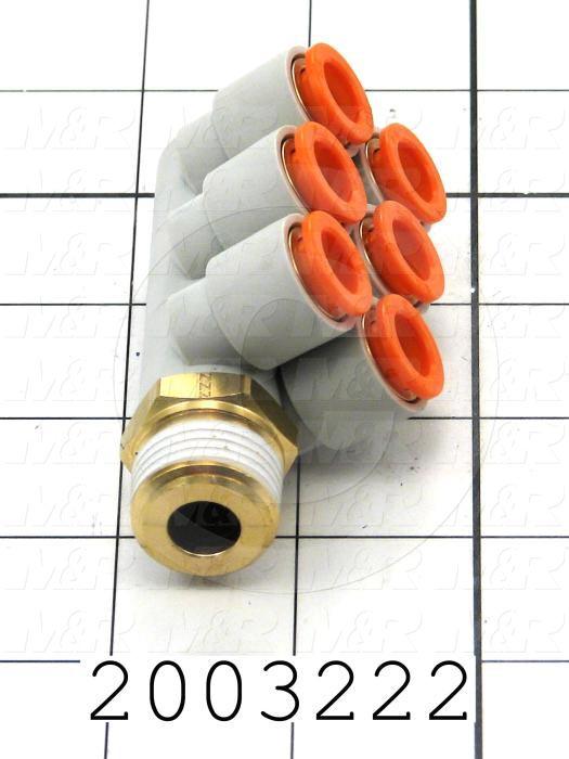 Fitting, 1/2 NPT Port Size, Single Mounting Type, With Seal, 3/8" Tube OD, Triple Universal Elbow