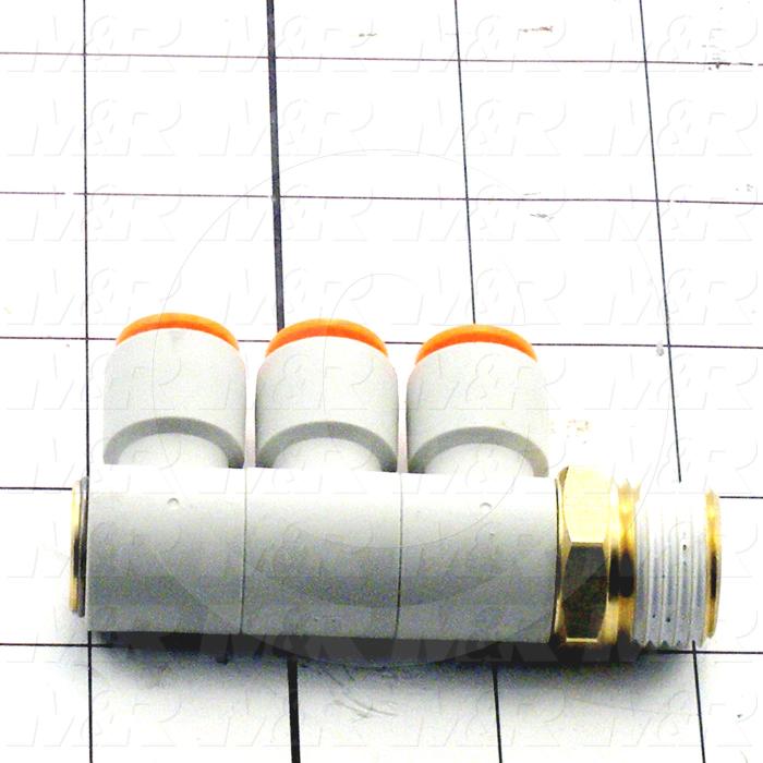 Fitting, 1/2 NPT Port Size, Single Mounting Type, With Seal, 3/8" Tube OD, Triple Universal Male Elbow