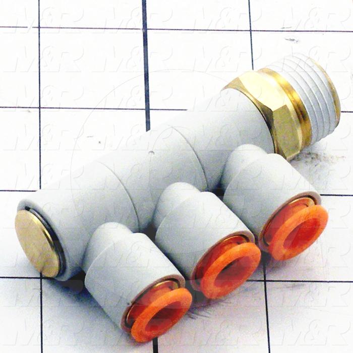 Fitting, 1/2 NPT Port Size, Single Mounting Type, With Seal, 3/8" Tube OD, Triple Universal Male Elbow