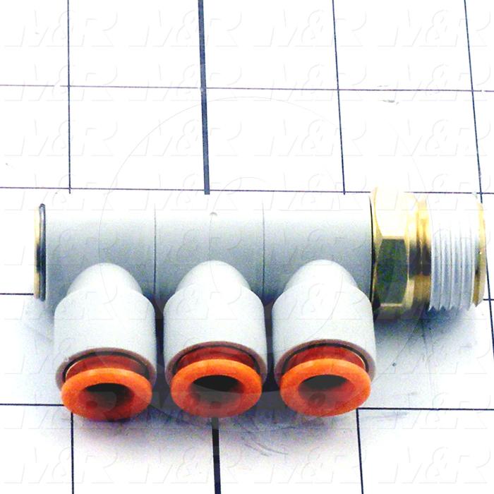 Fitting, 1/2 NPT Port Size, Single Mounting Type, With Seal, 3/8" Tube OD, Triple Universal Male Elbow