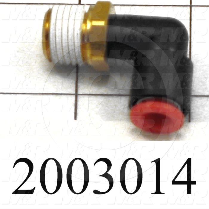 Fitting, 1/4 NPT Port Size, Single Mounting Type, 1/4" Tube OD, Elbow