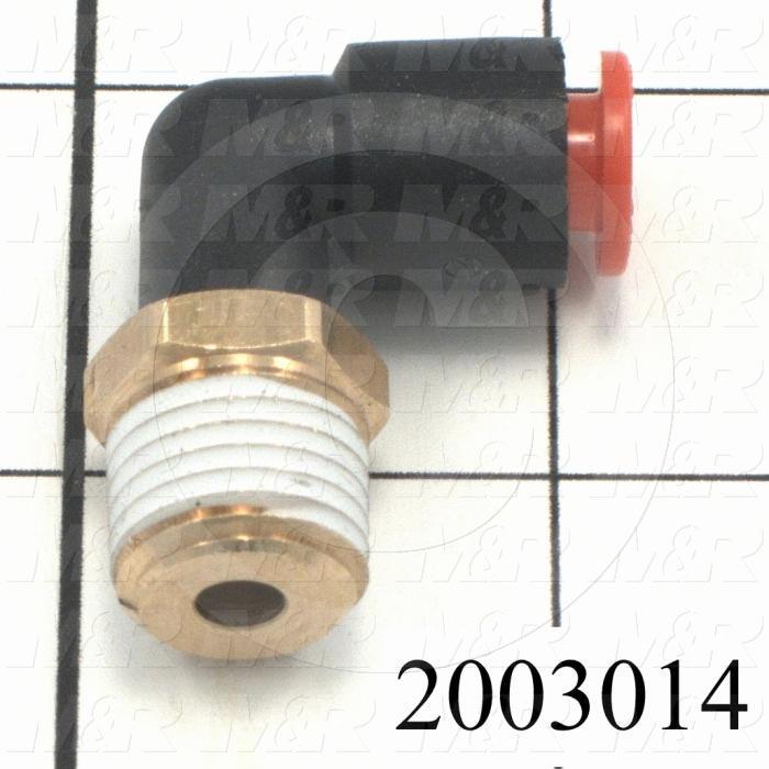 Fitting, 1/4 NPT Port Size, Single Mounting Type, 1/4" Tube OD, Elbow