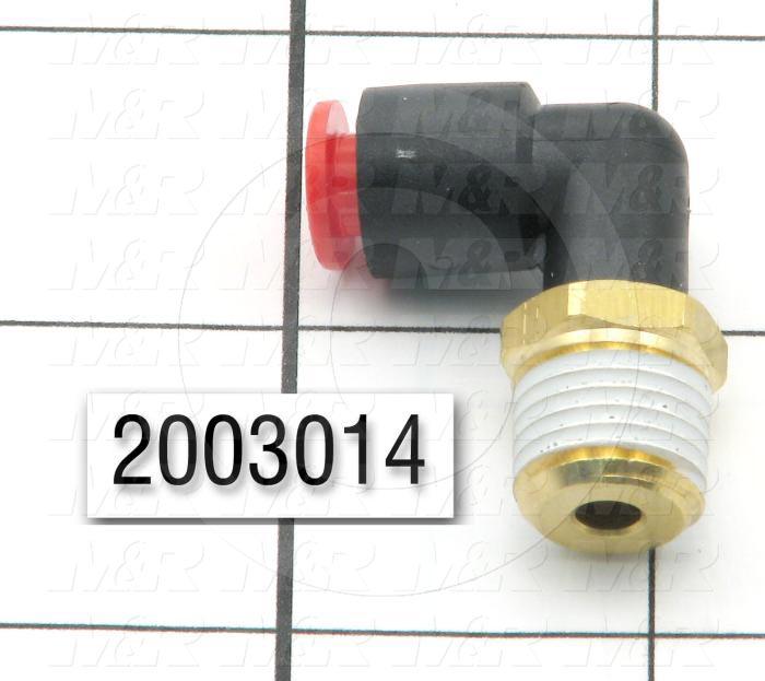 Fitting, 1/4 NPT Port Size, Single Mounting Type, 1/4" Tube OD, Elbow