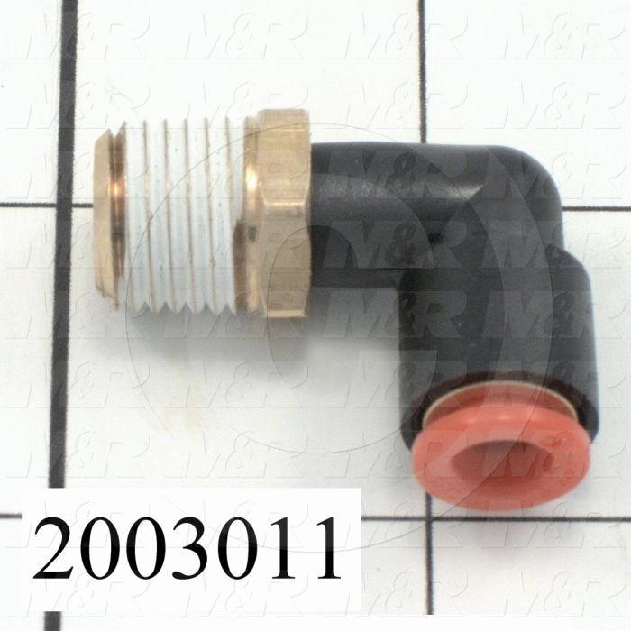 Fitting, 1/4 NPT Port Size, Single Mounting Type, 1/4" Tube OD, Elbow