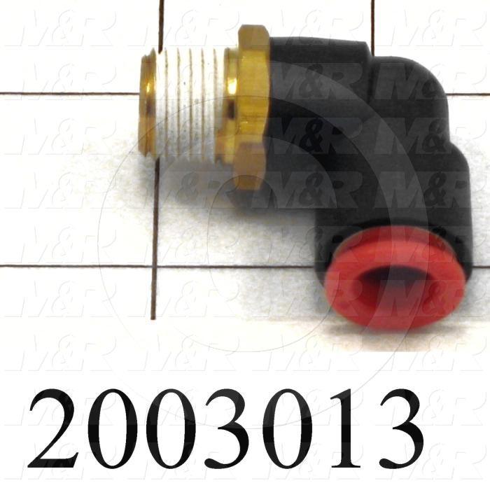 Fitting, 1/4 NPT Port Size, Single Mounting Type, 3/8" Tube OD, Elbow
