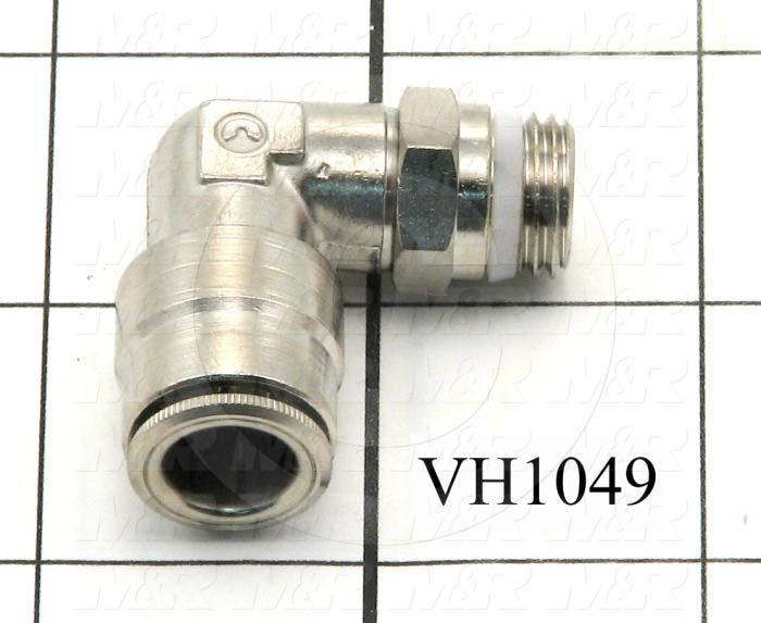 Fitting, 1/4 NPT Port Size, Single Mounting Type, 3/8" Tube OD, Elbow, Female, 3/8" OD Fitting In, 1/4" NPT Fitting Out