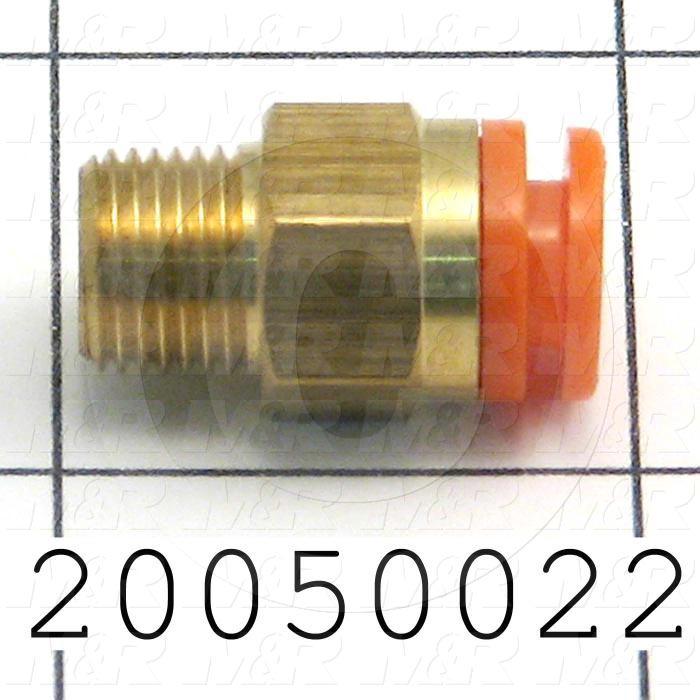 Fitting, 1/4 NPT Port Size, Single Mounting Type, With Seal, 1/4" Tube OD, Straight, Male