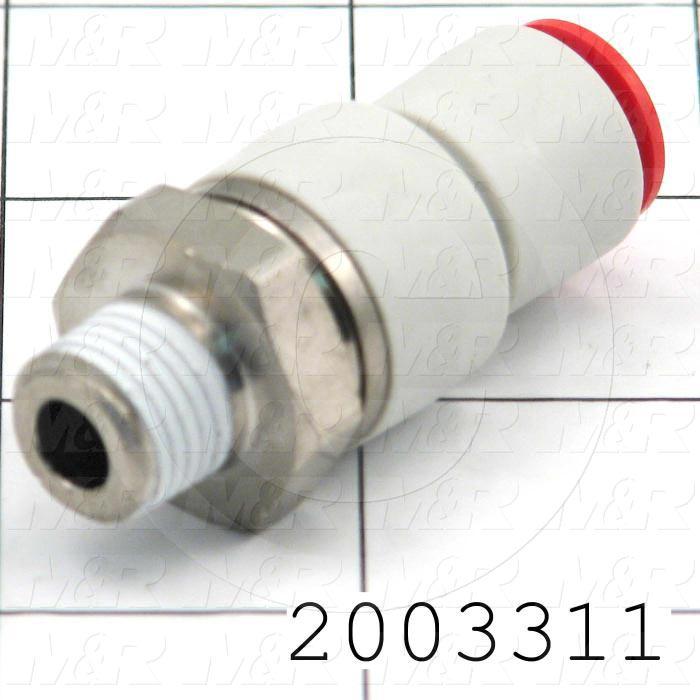 Fitting, 1/4 NPT Port Size, Single Mounting Type, With Seal, 3/8" Tube OD, Straight