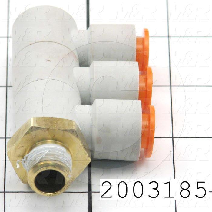 Fitting, 1/4 NPT Port Size, Single Mounting Type, With Seal, 3/8" Tube OD, Triple Universal Elbow