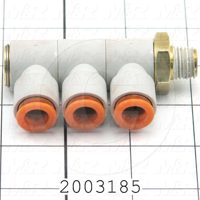 Fitting, 1/4 NPT Port Size, Single Mounting Type, With Seal, 3/8" Tube OD, Triple Universal Elbow