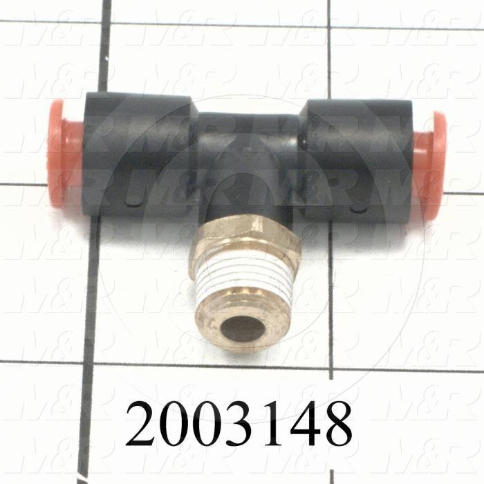 Fitting, 1/8 NPT Port Size, Single Mounting Type, 1/4" Tube OD, Tee, 1 Gal.