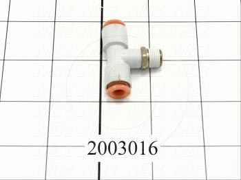 Fitting, 1/8 NPT Port Size, Single Mounting Type, 1/4" Tube OD, Tee