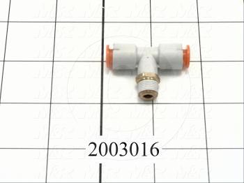 Fitting, 1/8 NPT Port Size, Single Mounting Type, 1/4" Tube OD, Tee