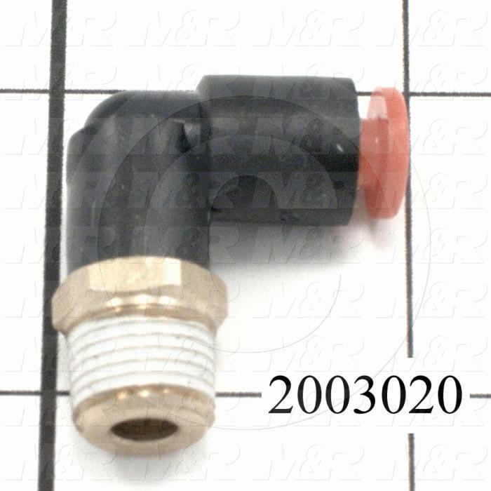 Fitting, 1/8 NPT Port Size, Single Mounting Type, 5/32" Tube OD, Elbow