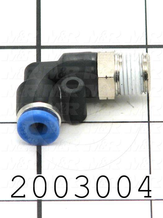 Fitting, 1/8 NPT Port Size, Single Mounting Type, 5/32" Tube OD, Elbow