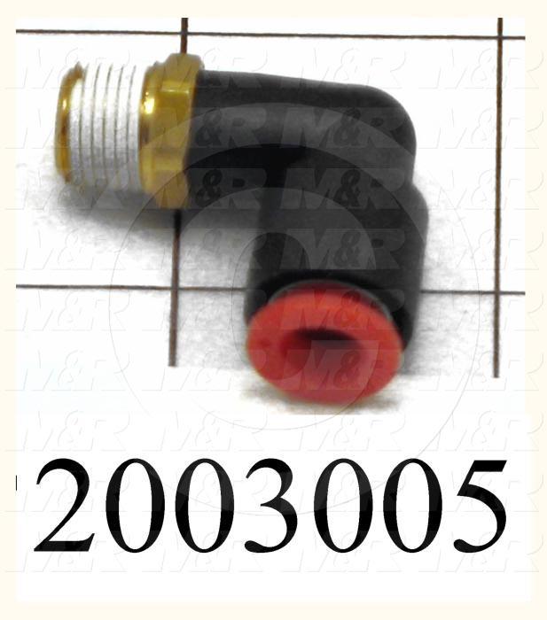 Fitting, 1/8 NPT Port Size, Single Mounting Type, With Seal, 1/4" Tube OD, Elbow