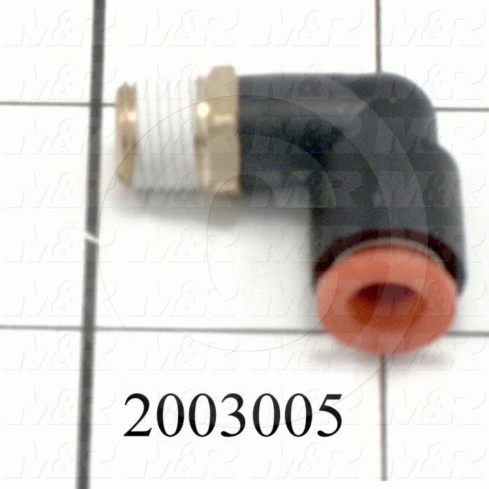Fitting, 1/8 NPT Port Size, Single Mounting Type, With Seal, 1/4" Tube OD, Elbow