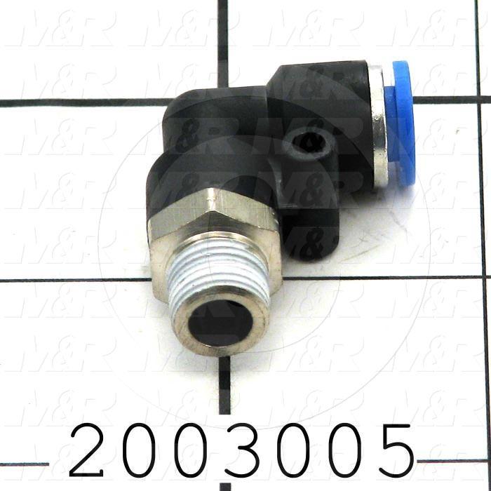 Fitting, 1/8 NPT Port Size, Single Mounting Type, With Seal, 1/4" Tube OD, Elbow